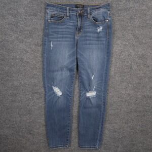 Judy Blue Jeans Womens 9 Blue Relaxed Fit Distressed Mid Rise Medium Wash Denim